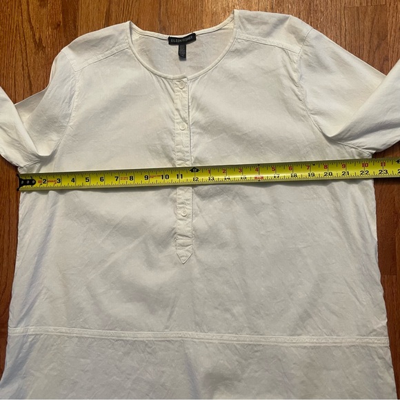 Eileen Fisher white linen blend long sleeve blouse top size L - Picture 13 of 14